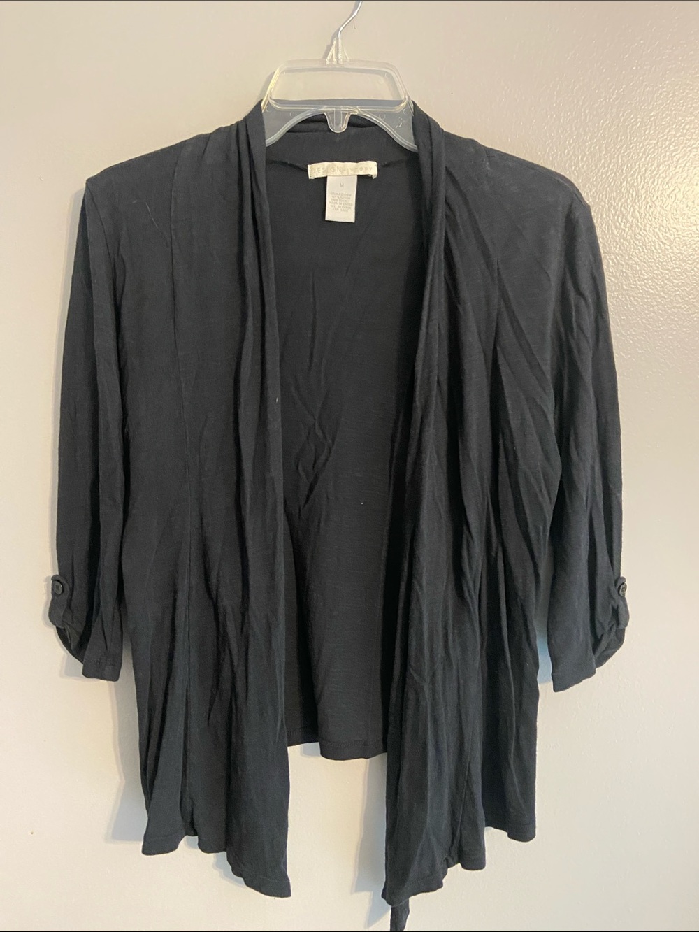 Design History Black Draped Open-Front Cardigan